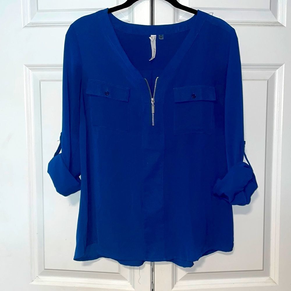 NY Collection royal blue petite large blouse